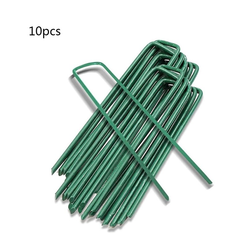 H55A 10 Pcs U-Vorm Tuin Nietjes Grond Stakes Pinnen Tuin Pins Spikes Voor Beveiligen Gazon Boerderij Sod Barrière landschap Gras