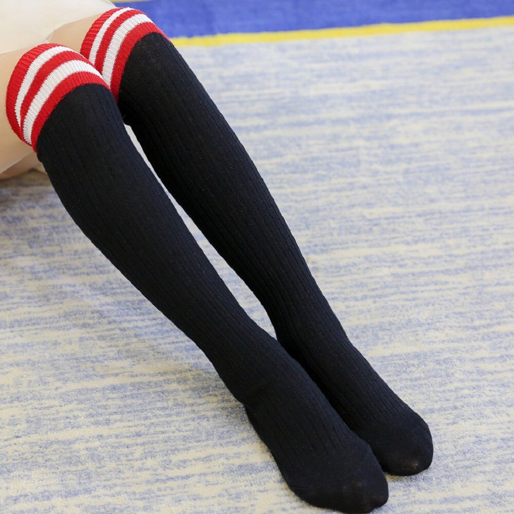 Girls Knee High Socks Kids Rainbow Stripes Printed Cotton Sports School Skate Children Baby Sweet Cute Plus Size Long Socks