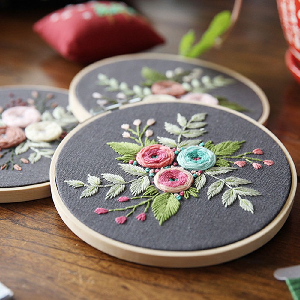 3 st blomma gräs gör det själv broderi blomma handarbete handarbete för nybörjare korsstygn kit band målning broderi båge
