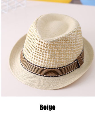 ¡Novedad! sombrero Panamá para niños, sombreros de verano para el sol, gorro para bebés y niños, sombrero de paja de Jazz para niños, sombrero para bebés tipo gorro para niños, accesorios de fotografía: Beige