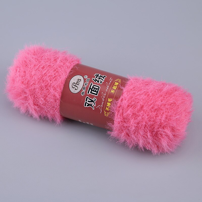 100g/ pelotes de fil à tricoter à la main double face à poils longs en vison doux et cachemire, 100%  fils à crocheter en nylon  jk497 fausse fourrure, corail et velours: 14
