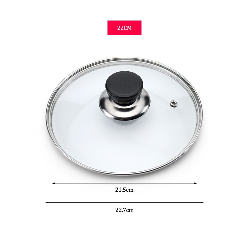 Cookware Reinforced Glass Lid Tempered Wok Lid Pyrex Glass Round Chef Pan Lid with Knob Premium Qualtiy Pan Cover: ITEM INFO 22CM