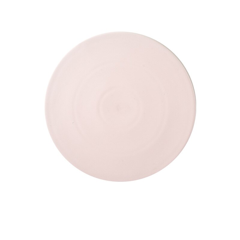 Round Flat Bottom Plate Hotel Ceramic Dinner Plates Beef Tableware Solid Color Dessert Dish Simple And Sushi Dishes: Light pink / 8 inches