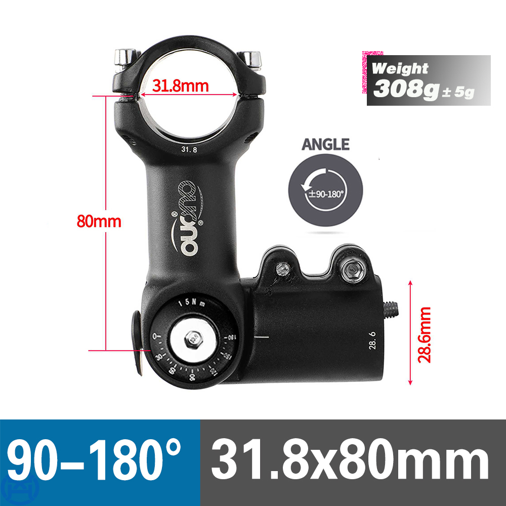 OUO MTB Attacco Manubrio Regolabile MTB potenza bicicletta Tavolo 90-180 Gradi Manubrio Della Bicicletta estensore 25.4/31.8mm Giù Stelo Estensione Doppio Blocco: giallo
