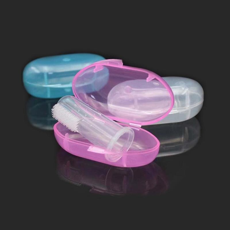 1Pc Siliconen Vinger Baby Tandenborstel Met Doos Schone Tanden Tandvlees Schoonmaken Gezondheid E6R8 Borstel Tanden Massager Massage Leren Ha