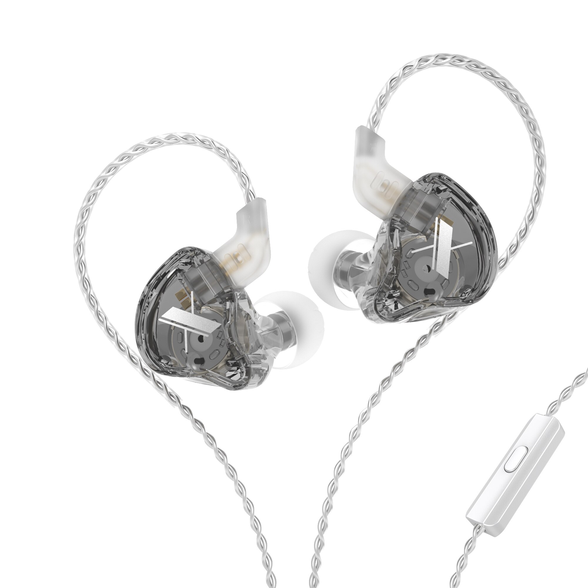 Auriculares dinámicos KZ EDX 1DD con Monitor de alta fidelidad para DJ, auriculares deportivos con cancelación de ruido, auriculares KZ ZST X ZSN PRO EDR1 ZAX ED9 ED12 ATE ZS3 ES3 ZS4 ZS3E: Gray Silver MIC