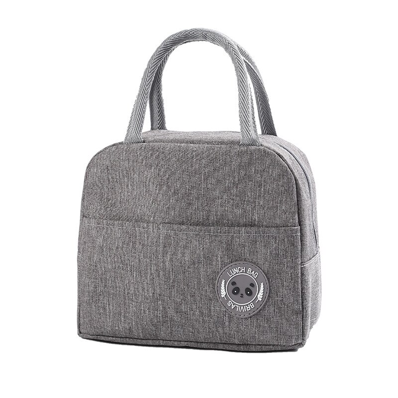 Lancheira térmica portátil de nylon, saco com zíper para refrigeração fresca, à prova d&#39;água, bolsa de almoço oxford feminina, conveniente, sacos de comida, 1 peça: Gray