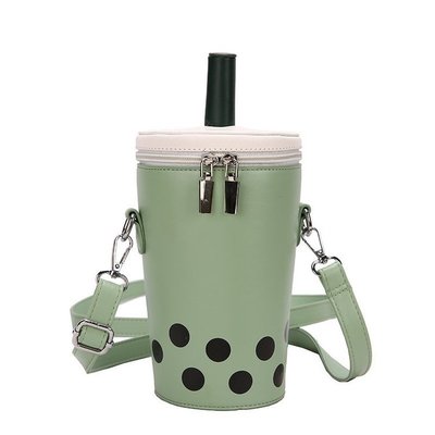 Grappig Stro Melk Thee Cup Vrouwen Handtassen Leuke Meisjes Kleur Contrast Geek Crossbody Tas Individuele Cup Vorm Schoudertassen: green