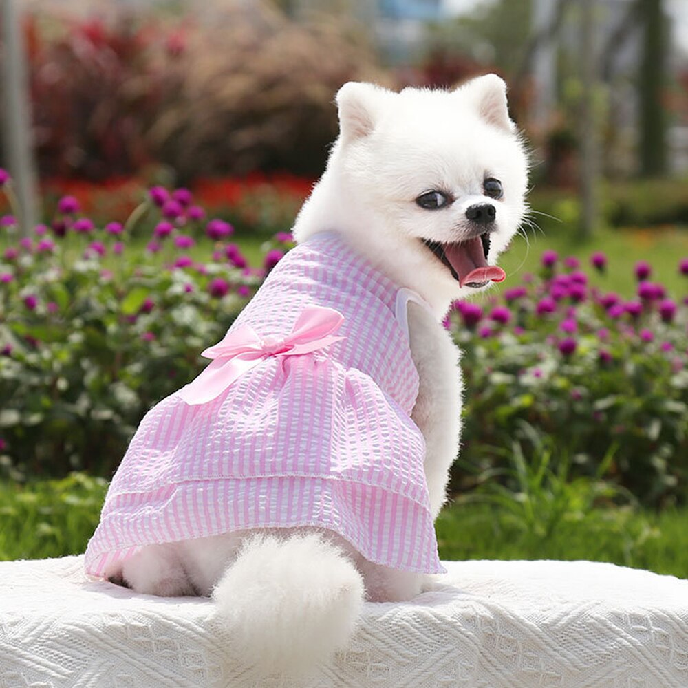Pet Skirt Dogs And Cats Plaid Dress Skirt Bow Tie Skirt Dog Dress Cute Pet Clothing Pets Puppy Medium Large Dog: pink / XL bust 50cm