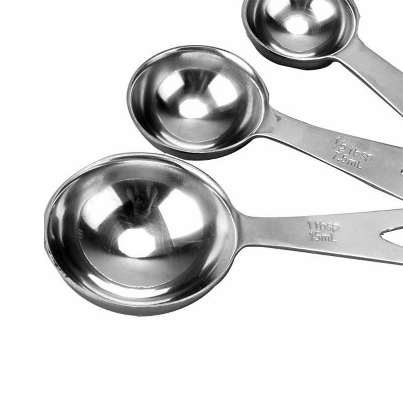 5pcs/Set Stainless Steel Silver Measuring Spoons Cups Tea Coffee Scoops Kitchen Utensil Tool 5 Sizes 1.25/2.5/5/7.5/15ml