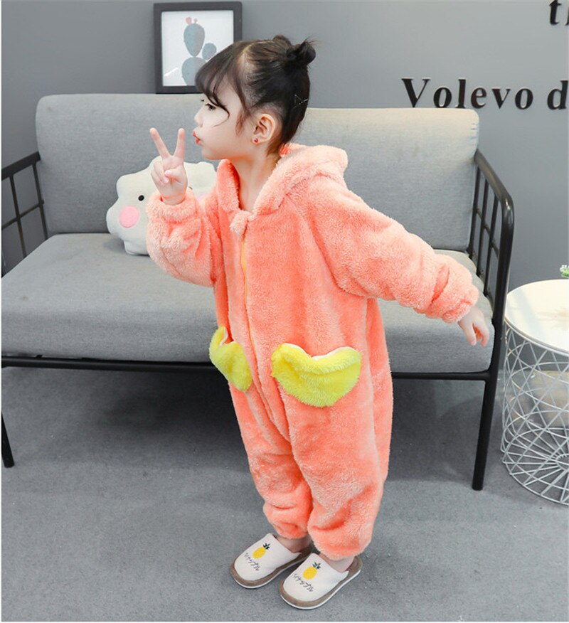 Peuter Flanel Onesie Pyjama Meisje Dieren Pijamas Kids Kat Fleece Een Stuk Deken Slaper Tieners Nachtkleding Trainingspak