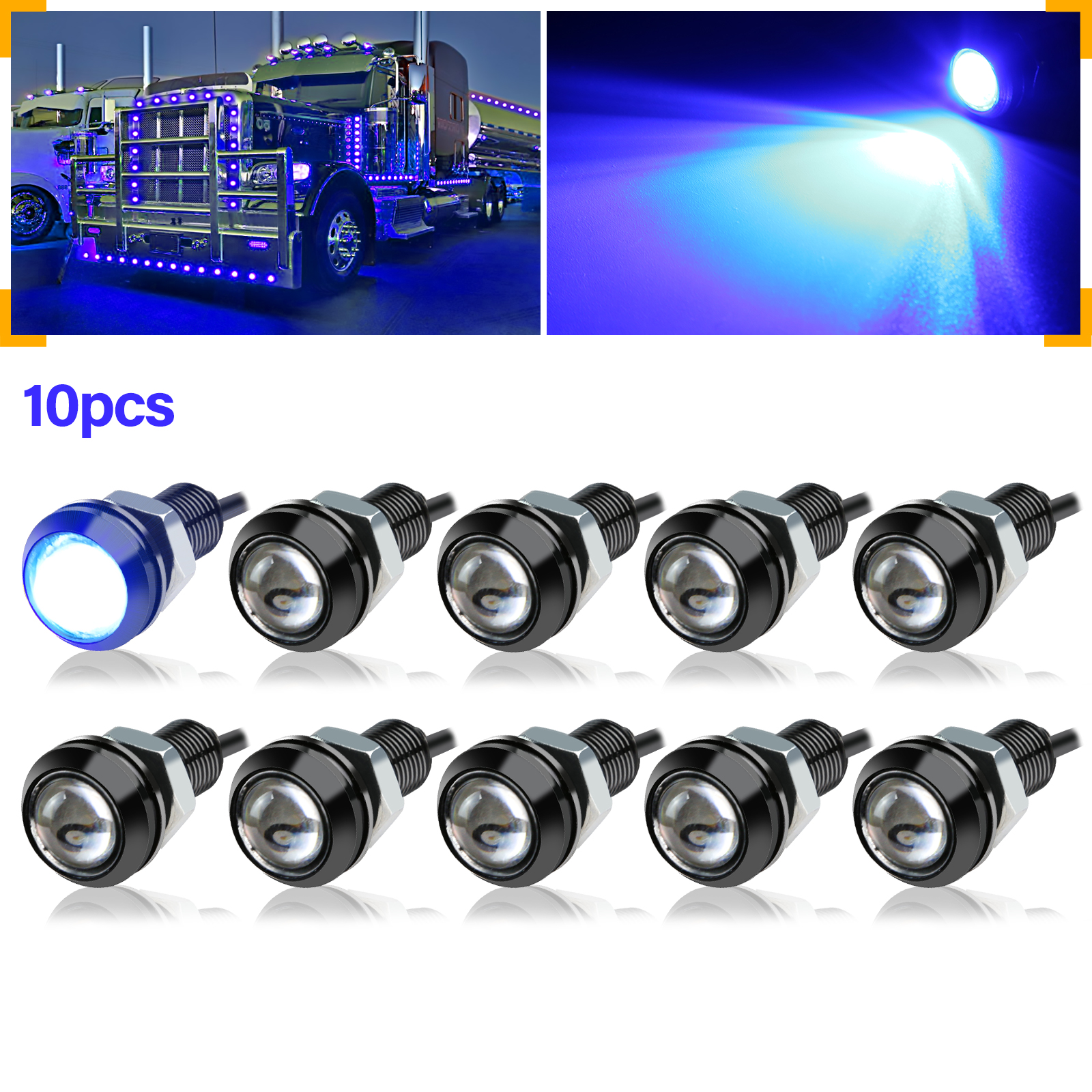 20/10 stk. 0.7in/18mm- delt eagle eye-kjørelys med led-kjørelys, 12v led-parkeringslys til bil, ryggelys: Krystallblå / 4300k