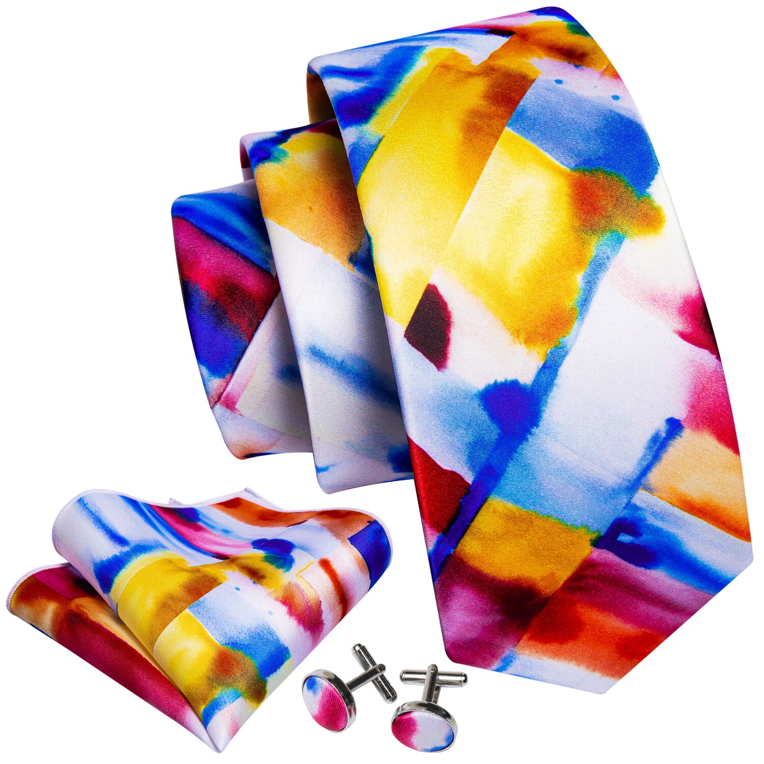 Corbata para hombre, pañuelo gravado, gemelos, juego de corbata para fiestas, corbata de negocios para hombres, cachemir, de , amarillo, bolsa para adultos, seda estampada