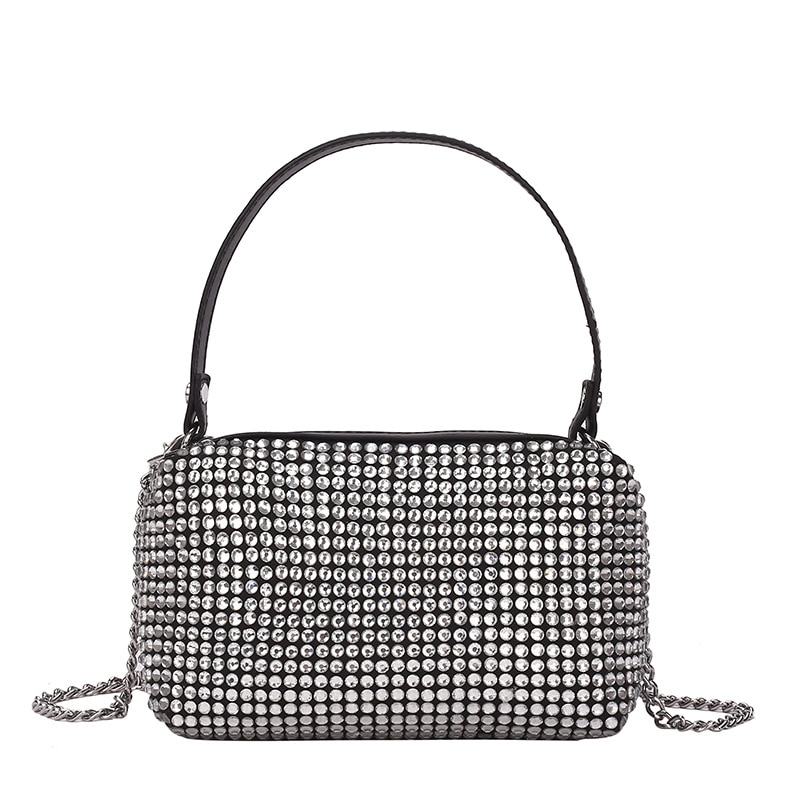 Bling diamanter aften clutch taske kvinder koreansk blød pude lille tote håndtaske skuldertasker dame middag clutch pung