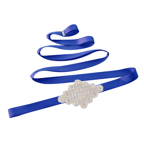 Trixy  s10 diamanten riemen bruidsriem strass riem sjerpen trouwjurk riem avondjurk riem chique riem voor vrouwen huwelijk: Koningsblauw