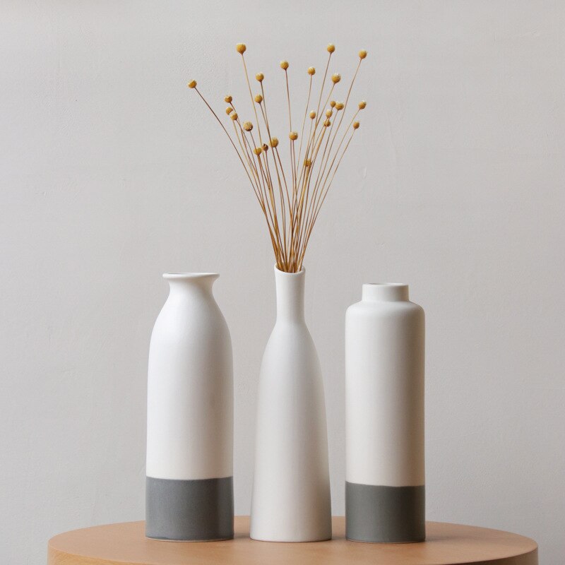 Florero de cerámica blanca para decoración del hogar, contenedor de flores para decoración de sala de estar, centro de mesa de boda moderno, 1 ud., H22cm