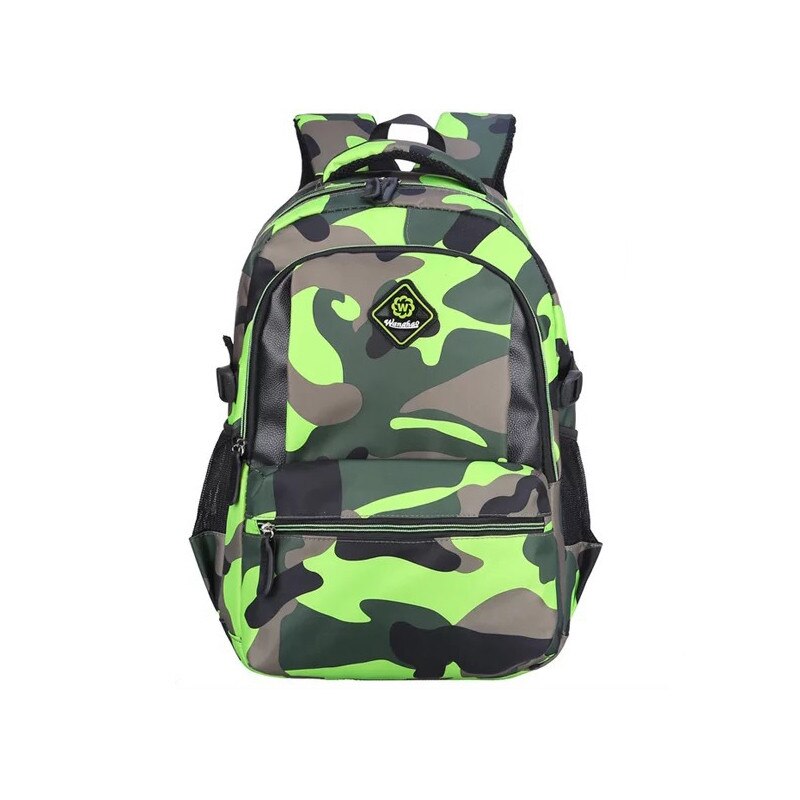 Green Camouflage School Backpack Nylon Casual Daypack Travel Outdoor Kids School Bags for Boys and Girls Birthday Presents: small green