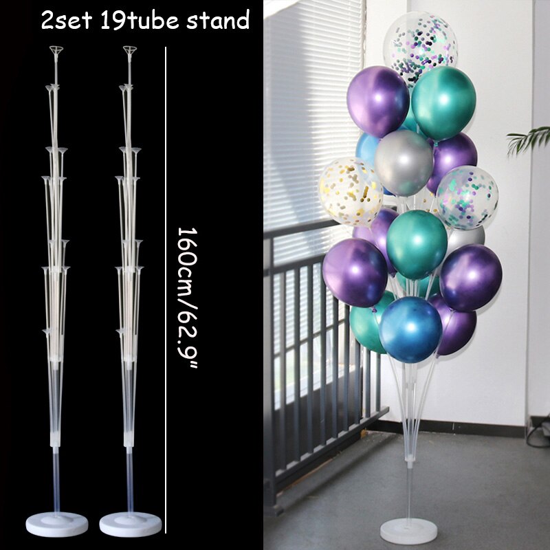 Ballon rond support ballons couronne anneau pour fête d'anniversaire décor fête enfants faveurs bébé douche fournitures décoration de mariage: 2sets 19 tube stand