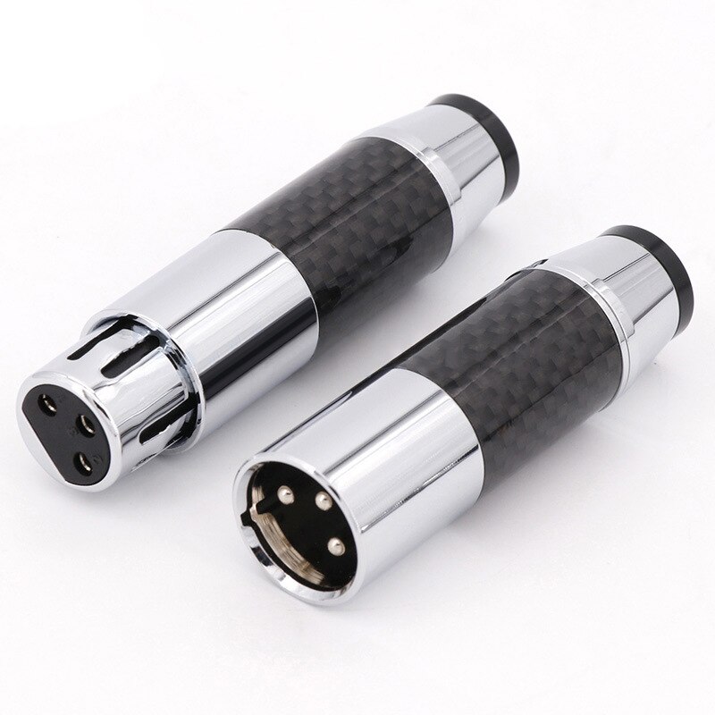 XLR Plug Adapter 3 Pin Carbon Fiber Gold Rhodium Plating High end Audio XLR Male Female Connectors Speakers Hifi AUX Jack Socket: Rhodium Plated Black