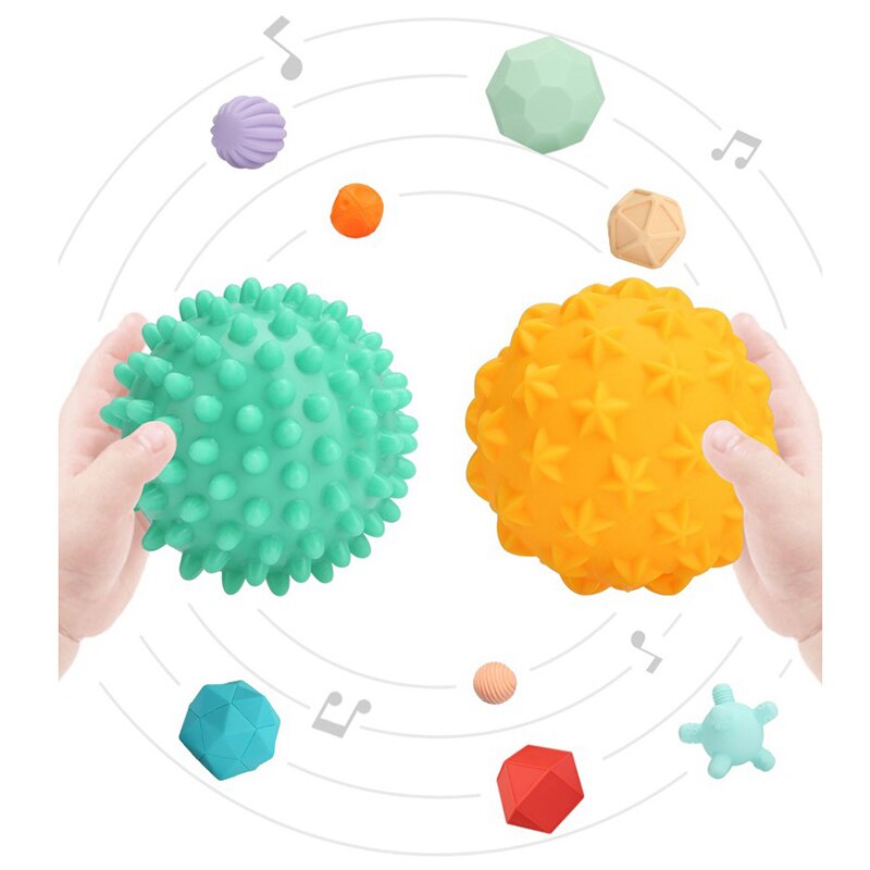Pelotas de mano de juguete para bebés, juguete de pelota de mano de 6/10 uds, de goma suave texturizada, multisensorial