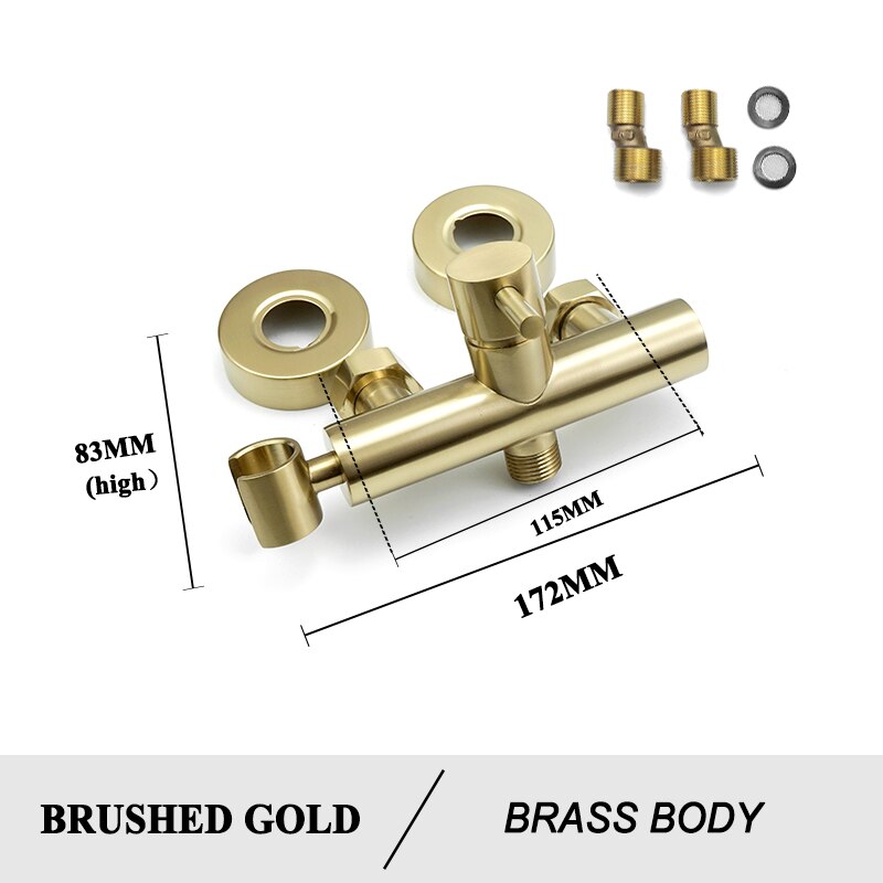 Chrome Black Bathroom Handheld Shower Set Brass Wall Mounted Cold Water Faucet Hand Shower Mixer System Brushed Gold Finish: Gold Faucet Only