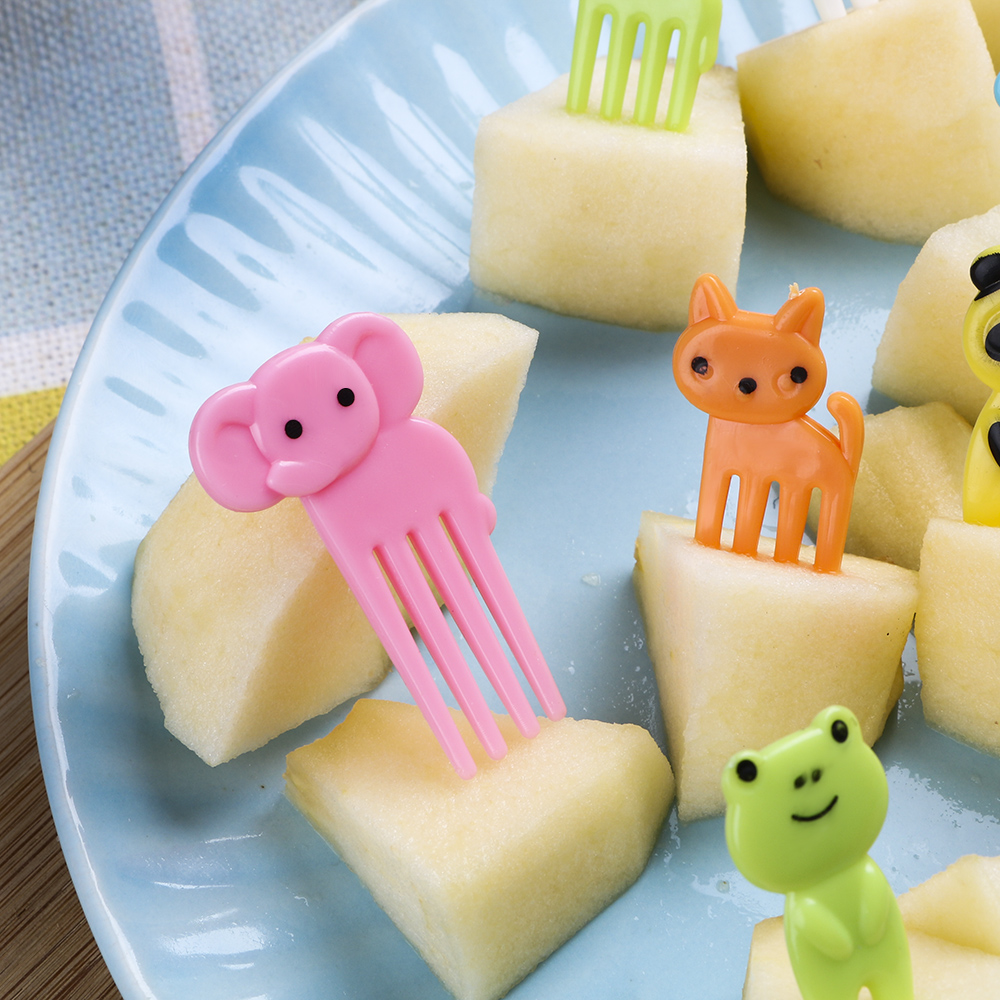 10pcs/pack Cute Animal Farm Fruit Fork Bento Lunches Toothpick Mini Snack Dessert Food Fork for Children Lunches Party Decor