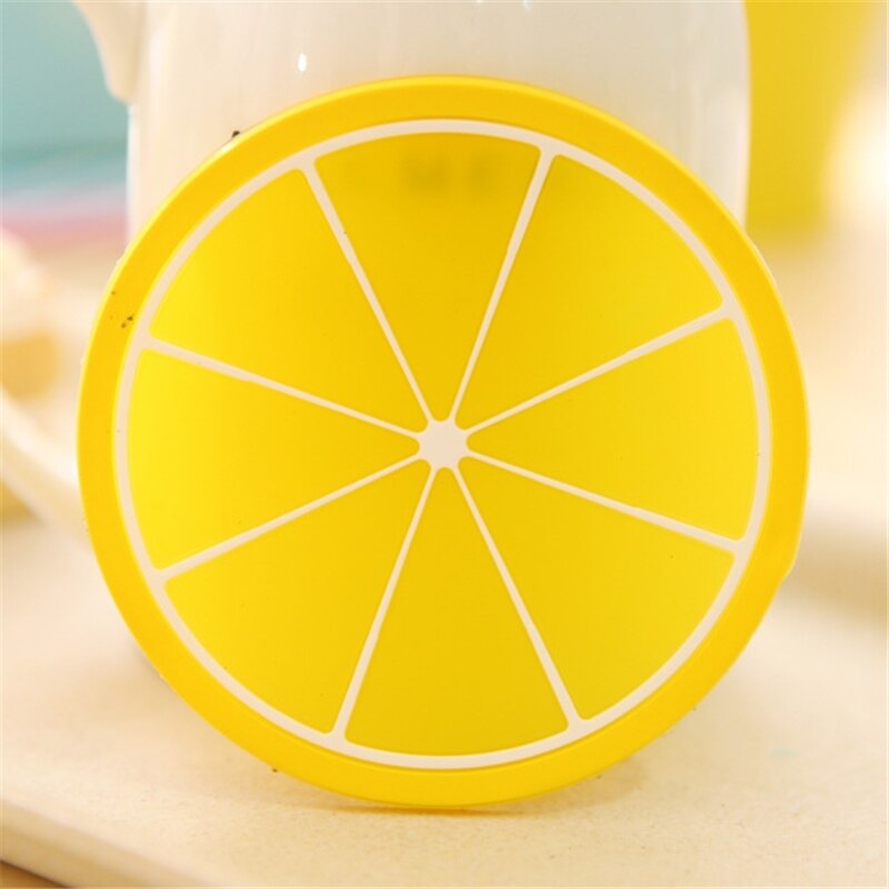 Fruit Shape Coaster Cup Pads Silicone Insulation Mat Drink Holder Watermelon Kiwi Fruit Lime Mango Orange Carambola: Style 4