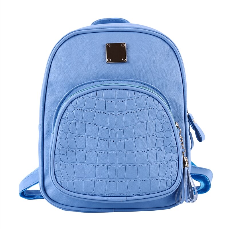 Crocodilo padrão mochila feminina cor sólida casual sacos de escola alta qualidade requintado bonito senhora menina mochila: Azul