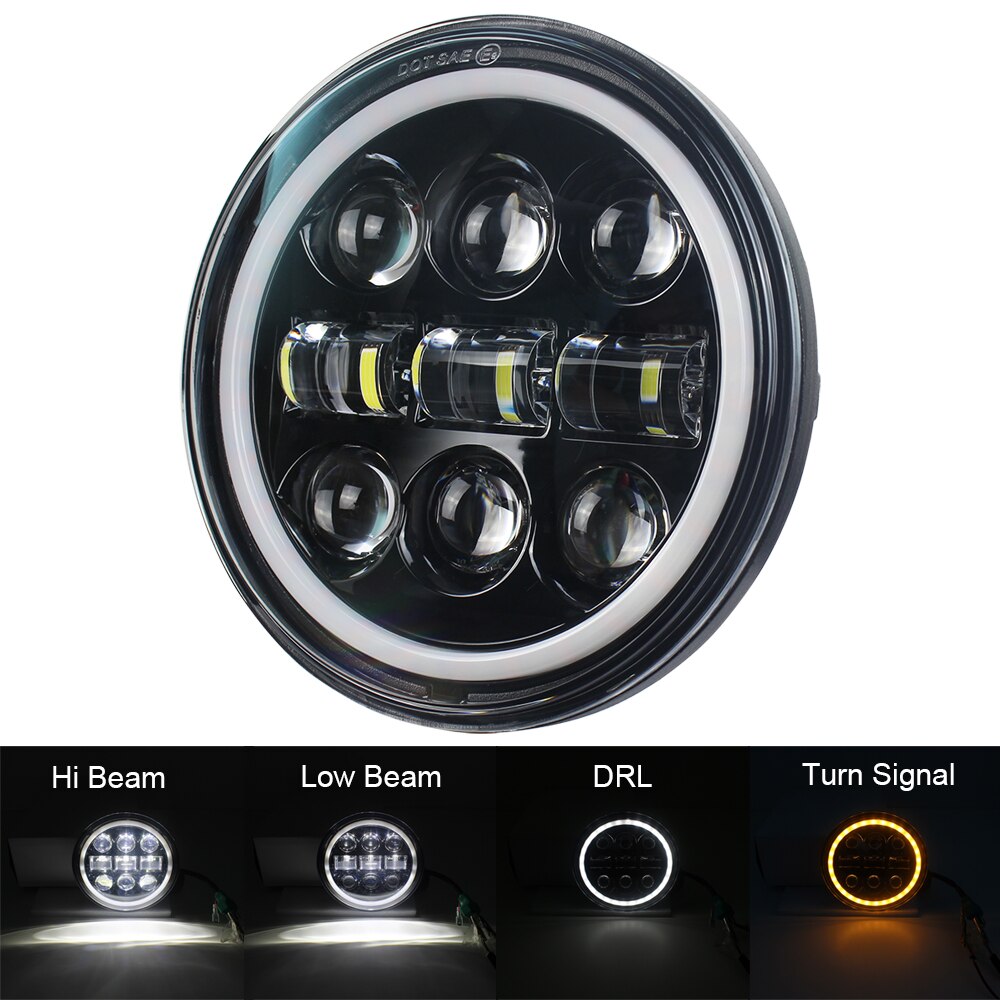 neue stil Chrom 5,75 Zoll LED Scheinwerfer 5 3/4 "LED DRL 50W motorrad scheinwerfer für Sportster 883 XL883 FXCW: Typ E