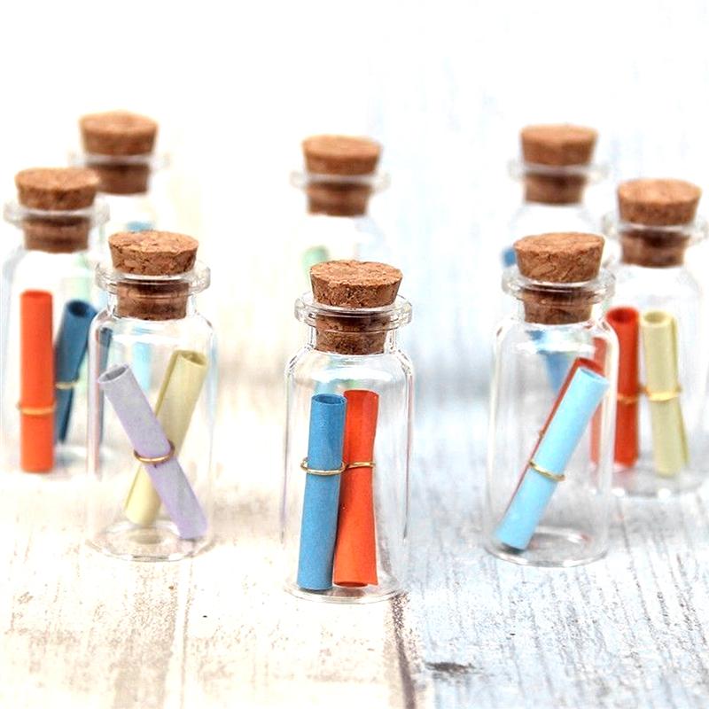 25 Pcs Glass Wish Bottles Clear Small Mini Glass Jars with Cork Stoppers DIY Wish Bottles For Message Weddings Wish Party Favors