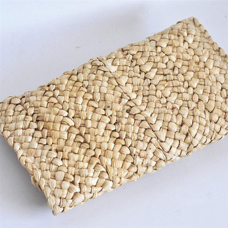 Natural Straw Bag Women's Clutch Purse Casual Straw Portable Clutch Bag Evening Bag For Beach Travel