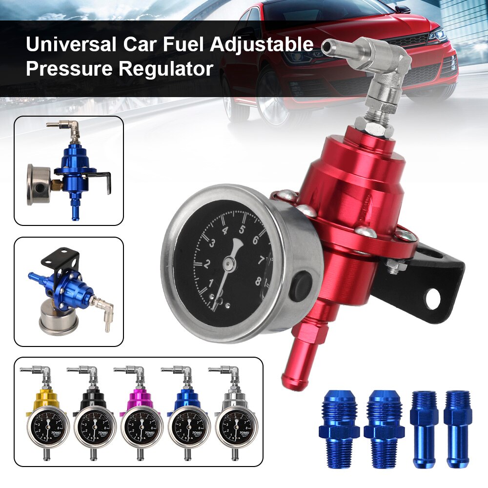 7 Colors Vehicle Refitting fuel Supercharger Aluminum with Gauge Kit Universal Adjustable Fuel Pressure Regulator