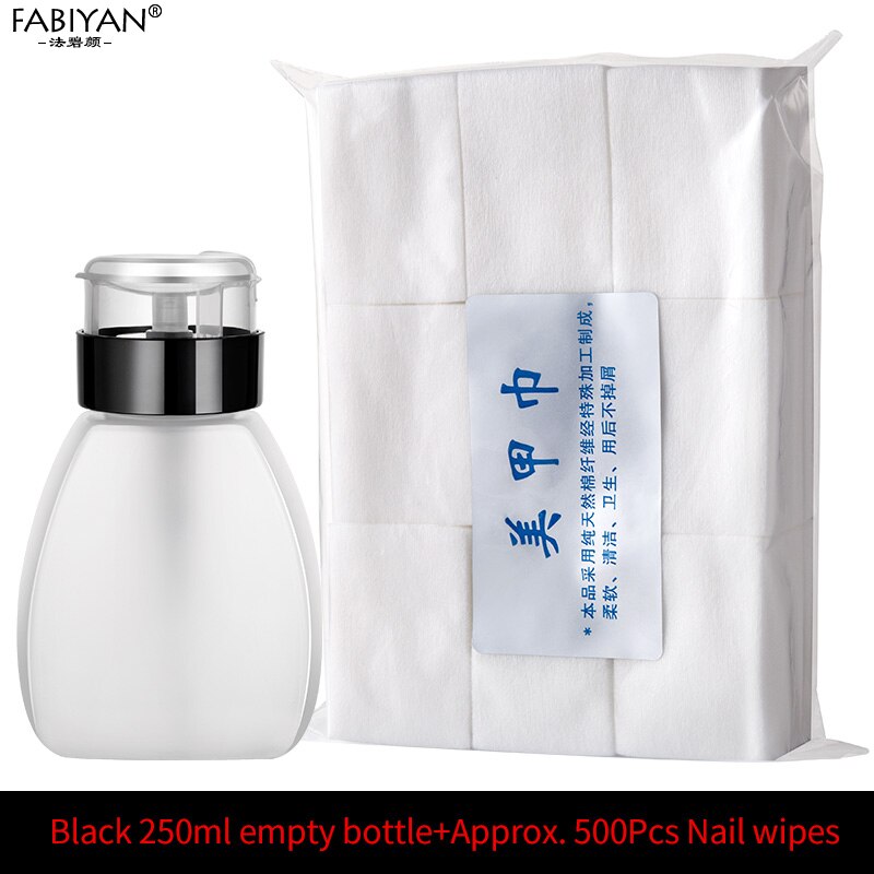 1Pc 250ml Nail Art Empty Plastic Bottle Polish Remover Alcohol Press Pumping Dispenser Nail Art UV Gel Cleaning Manicure Tool: Set 4