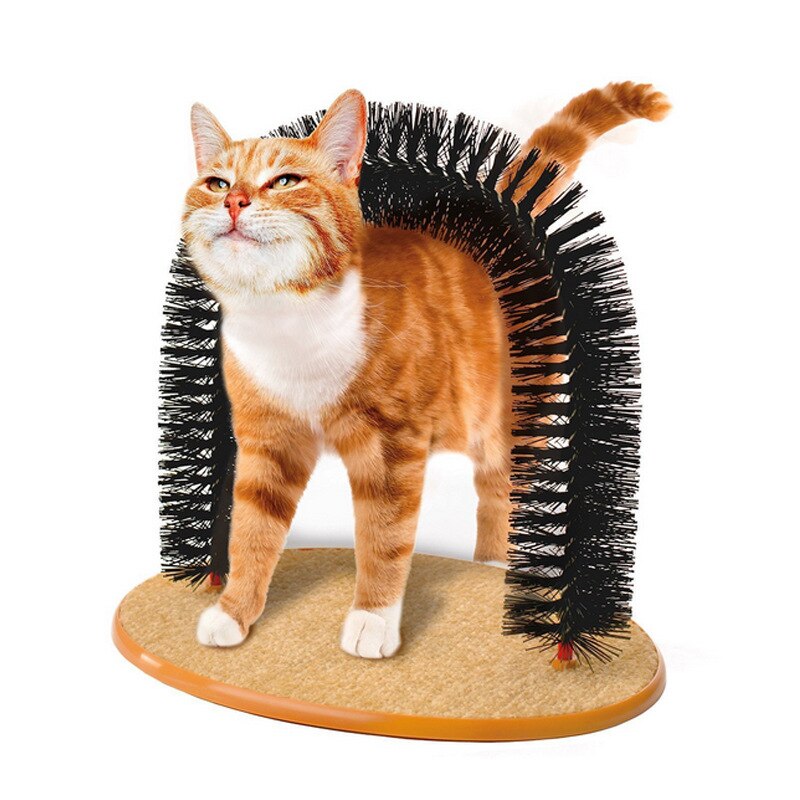 Sèche-cheveux pour chats 1 pièce | Équipement pour animaux de compagnie cambré chat auto-beauté, base ronde en laine, brosse jouet pour chat AP11061705