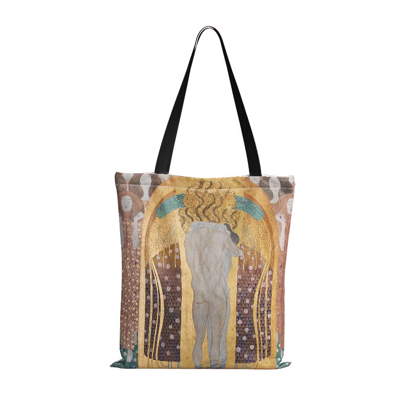 Borse Shopper in stoffa per pittura a olio per donna borsa pieghevole in tela per Shopping di grande capacità: style3