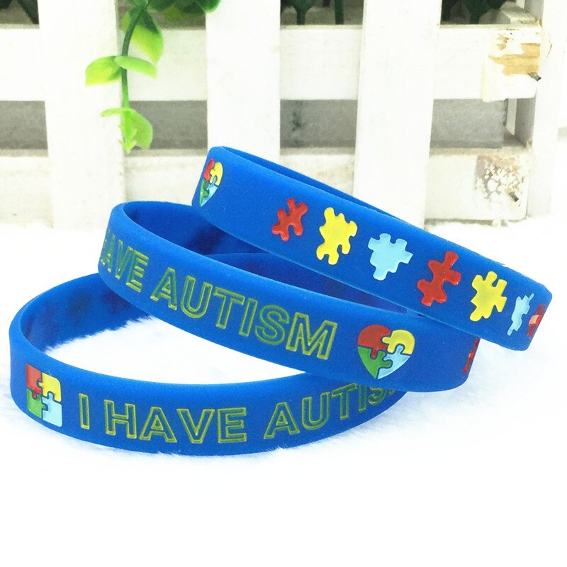 Autism Awareness Bracelets Awareness Creates Change Silicone Wristband Blue 1Pc