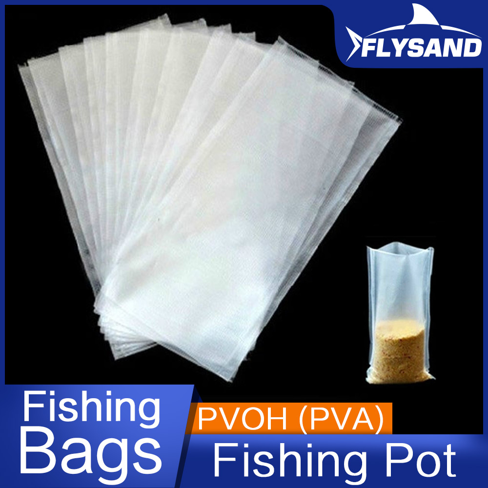 FLYSAND PVA sacs disponibles matériel de pêche à la carpe sacs PVA maille pour carpe gros Boilie granulés appât 7*14 cm pour lancer d'appâts