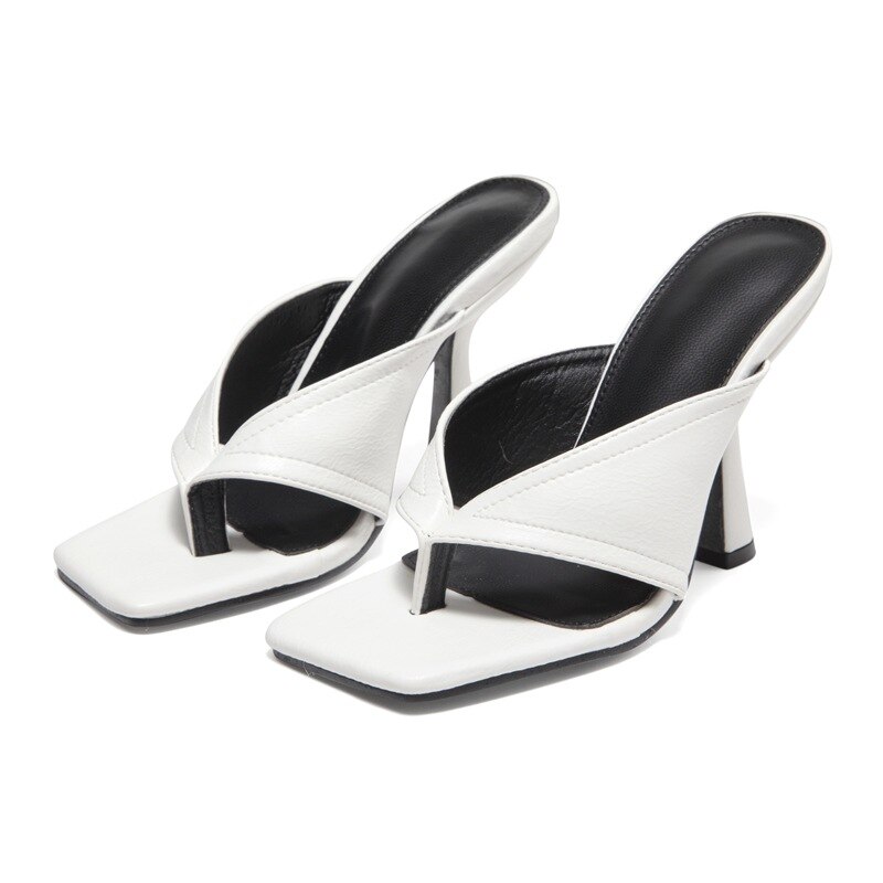 Kvinder tøfler glider firkantet tå med hæl sandal sko damer sommer udendørs strand flip flops glider sko