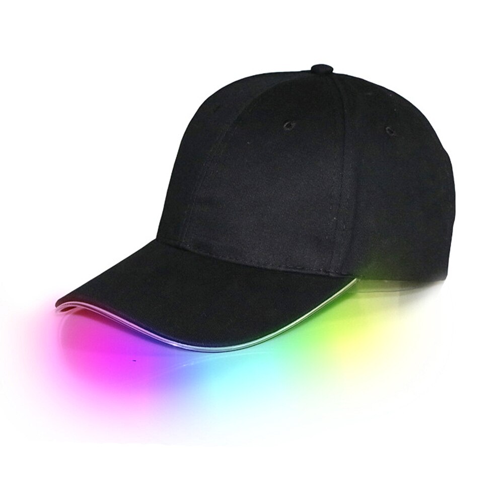 Turcaps ledet lys lyse farger unisex baseball 3 moduser glødende lue til festfiske hofte-hopp løpesportscaps: Svart fargerikt