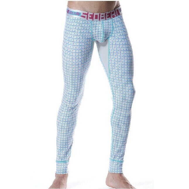 Winter Men Long Johns Cotton Thermal Underwear Men Warm plaid Long Johns Leggings Pants