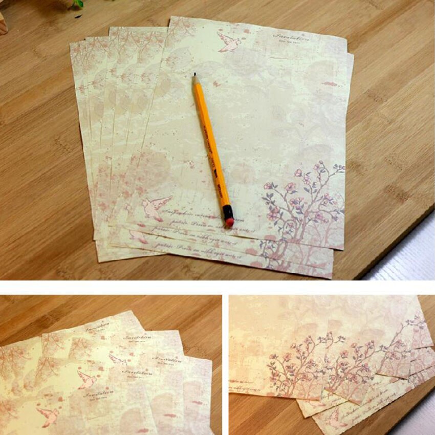 10 feuilles/ensemble Vintage Message écriture lettre papier fleur motif lettre Pad étudiant papier lettre pour bureau école