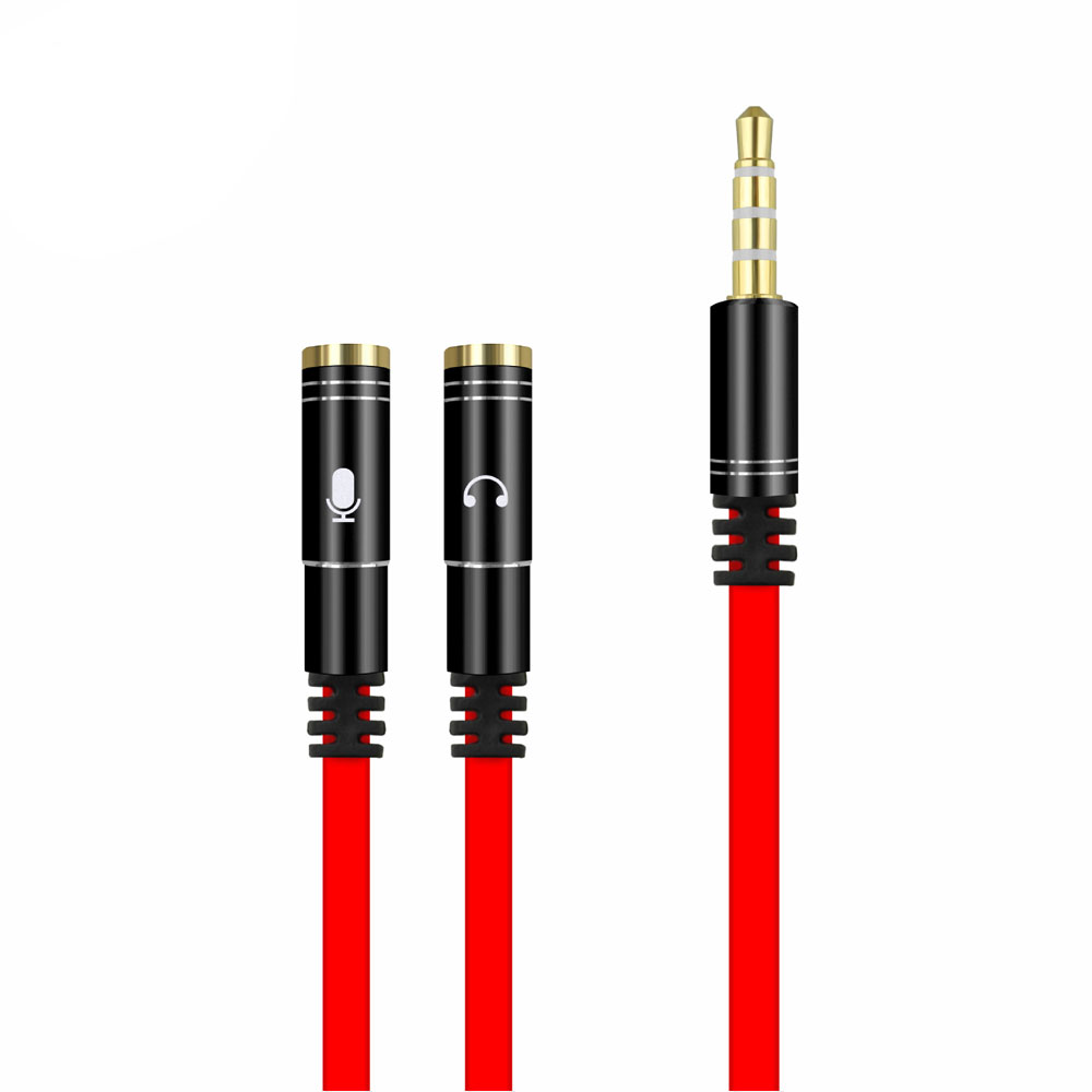 2 en 1 3.5mm prise casque Audio stéréo mâle à femelle casque écouteur micro Y séparateur câble adaptateur connecteur pour téléphone portable: Rouge
