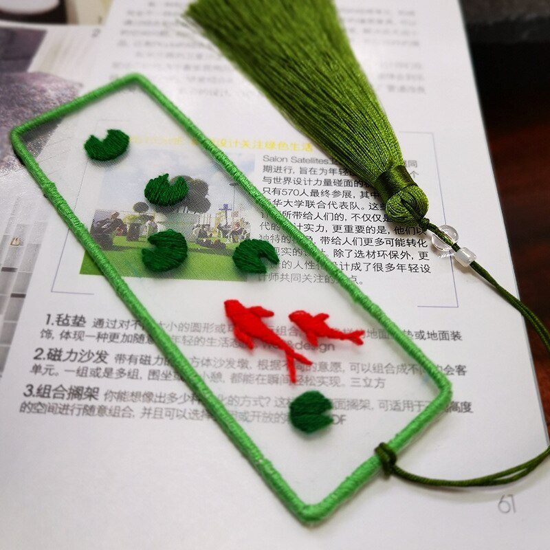 Chinese Flower Pattern DIY Bookmark Embroidery Kit with Hoop Needlework Cross Stitch Handmade Craft Sewing Art Unfinished Kit: 9