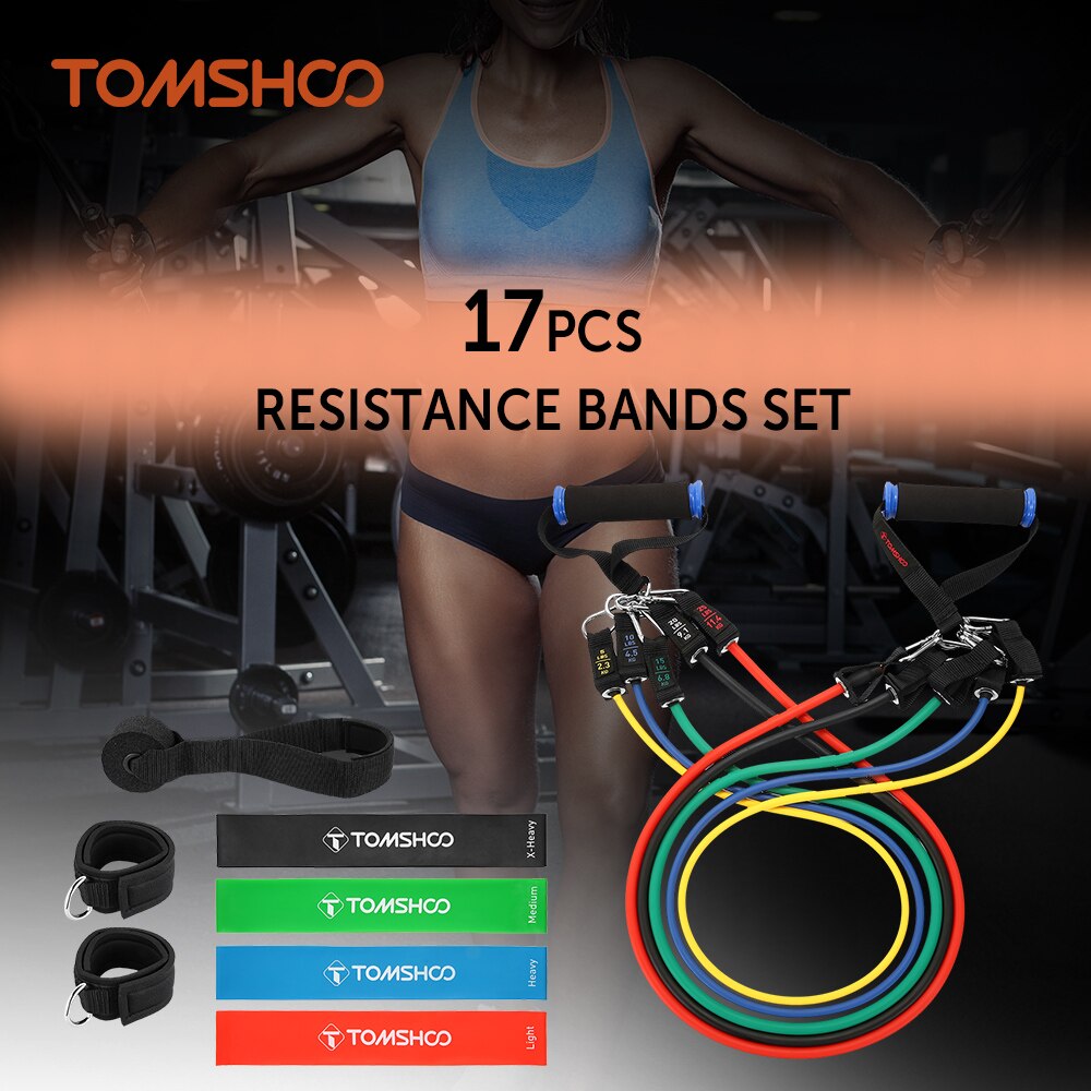 Bandas de resistencia para Fitness, juego de banda de resistencia, 17 Uds., banda de Fitness, Yoga, gimnasio, ejercicio, banda de goma elástica, juego de correas en el tobillo