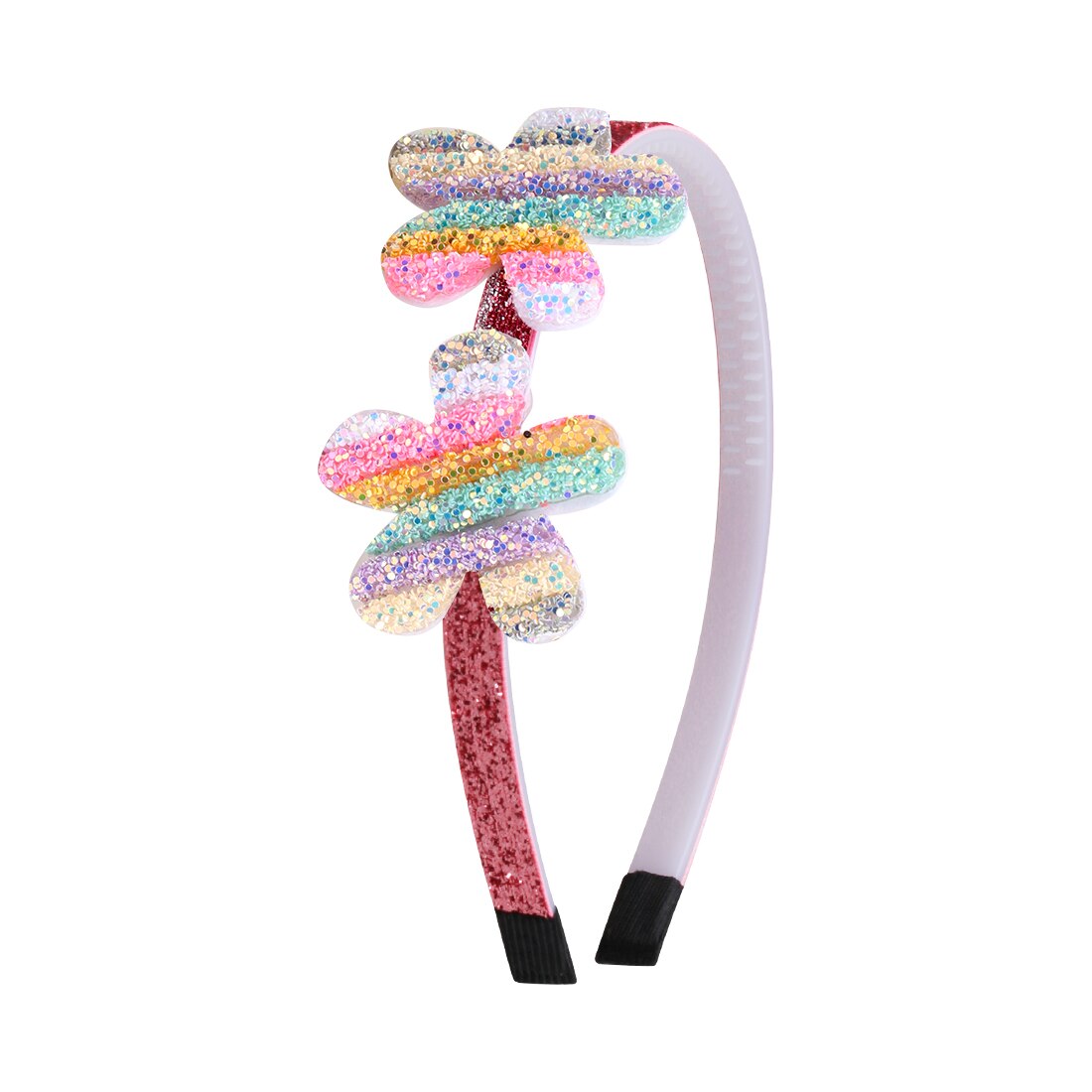 1 Pza niñas diademas de purpurina niños tierna diadema Color arcoíris flor forma de estrella y corazón brillante mujeres accesorios para el cabello: 6