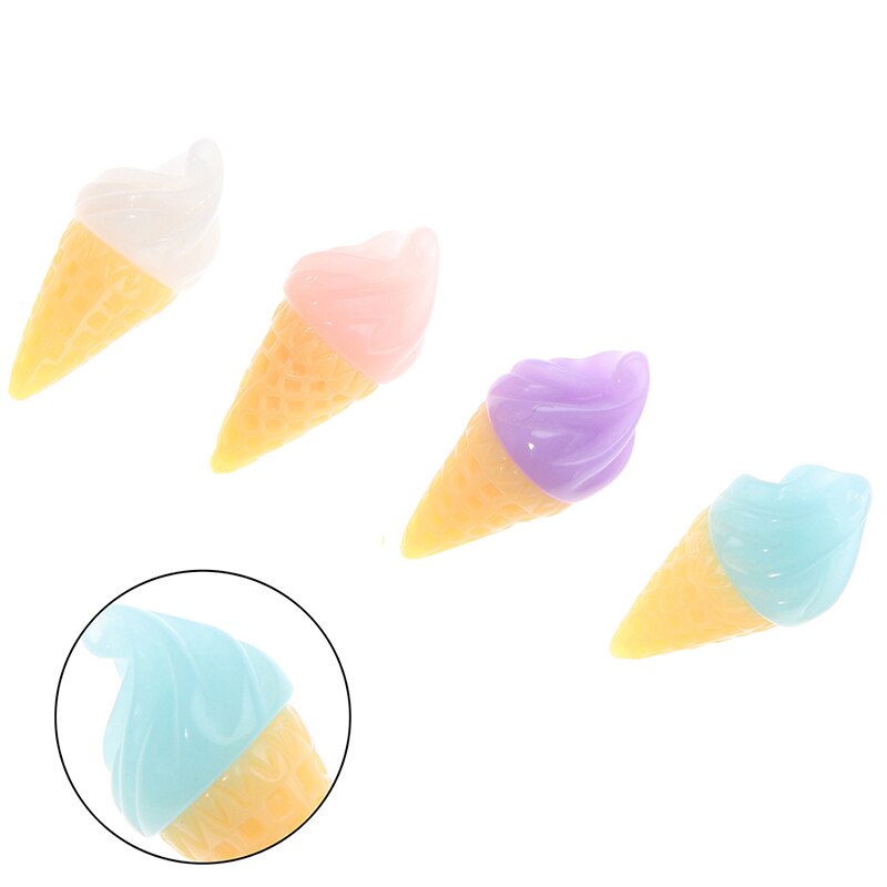 10 Uds. De conos de helado de resina en miniatura, suministros DIY, accesorios, juguetes para juego de imitación