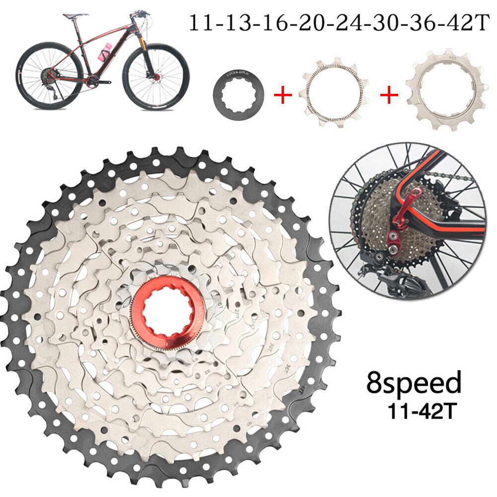 8speed Bicycle Cassette 11-42T Freewheel Sprocket 8 Speed Steel Flywheel for Parts MTB Mountain Bike Bicycle Chain Wheel Part