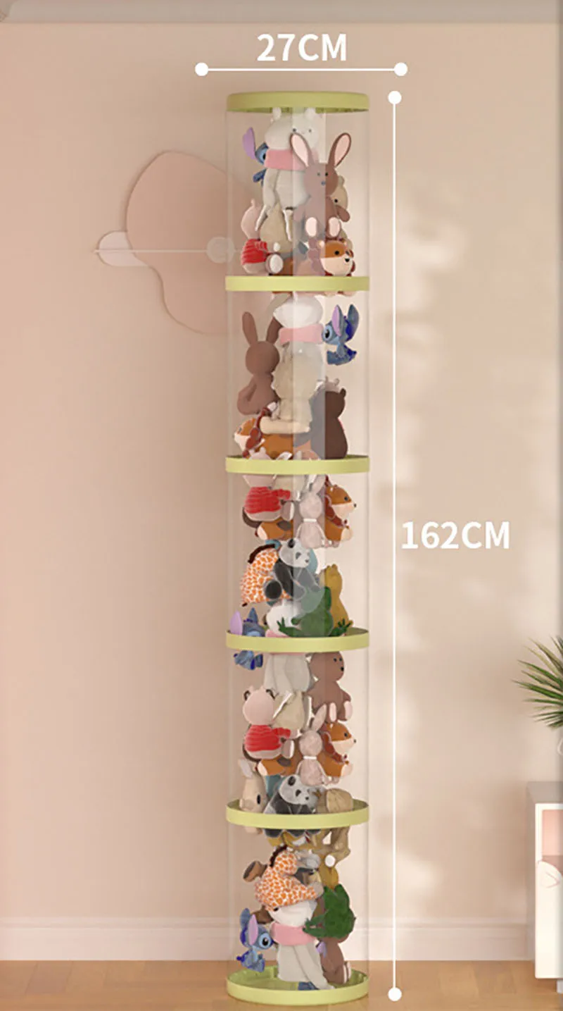 Seau en peluche, boîte à jouets pour enfants, conteneur de rangement de poupée, cylindre Transparent, Tube de rangement étanche à l'humidité, organisateur avec roues: YELLOW