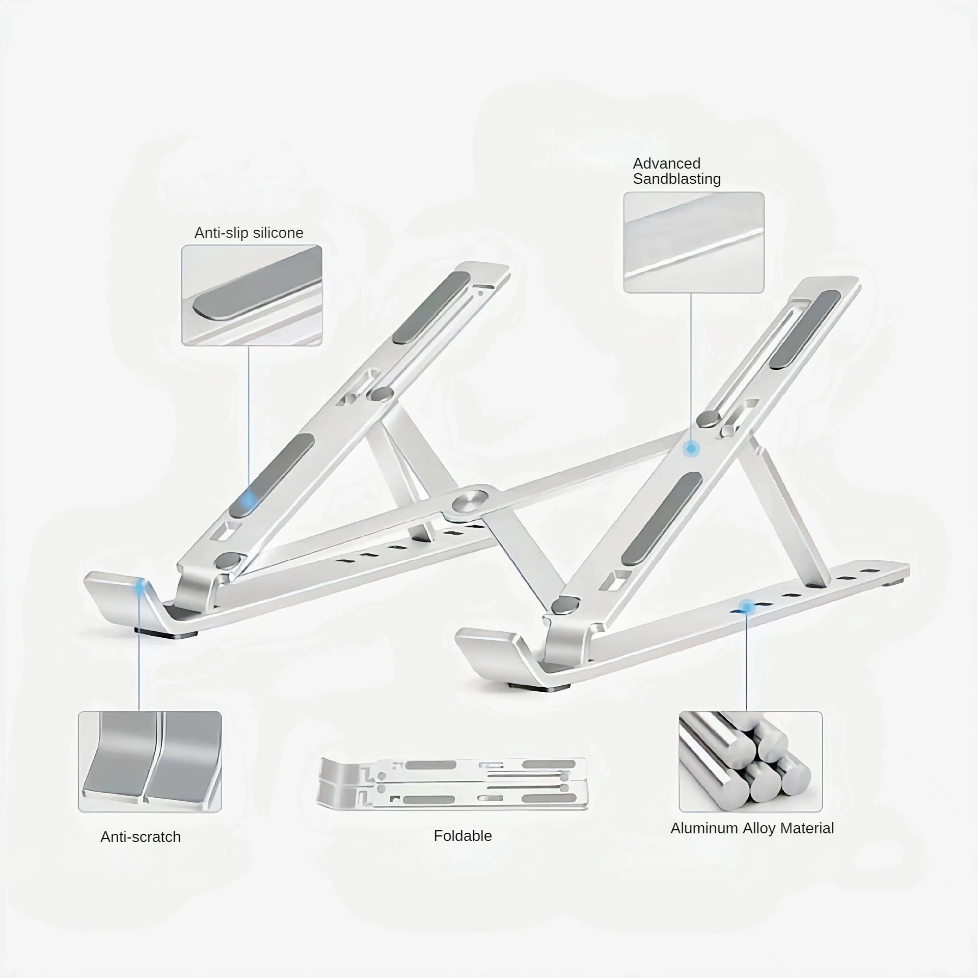 Säädettävä kannettavan tietokoneen teline alumiiniseoksesta valmistettu pöytäteline taitettava kannettava teline macbook air pro -kannettavan tietokoneen tablettialustan jäähdytykseen