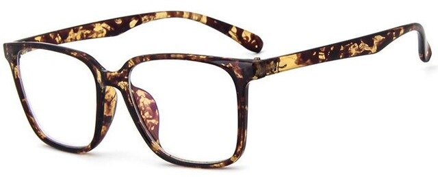 Män kvinnor glasögonbåge svart glasögonbåge vintage fyrkantig klar lins optisk glasögonbåge glasögon: Teblomma